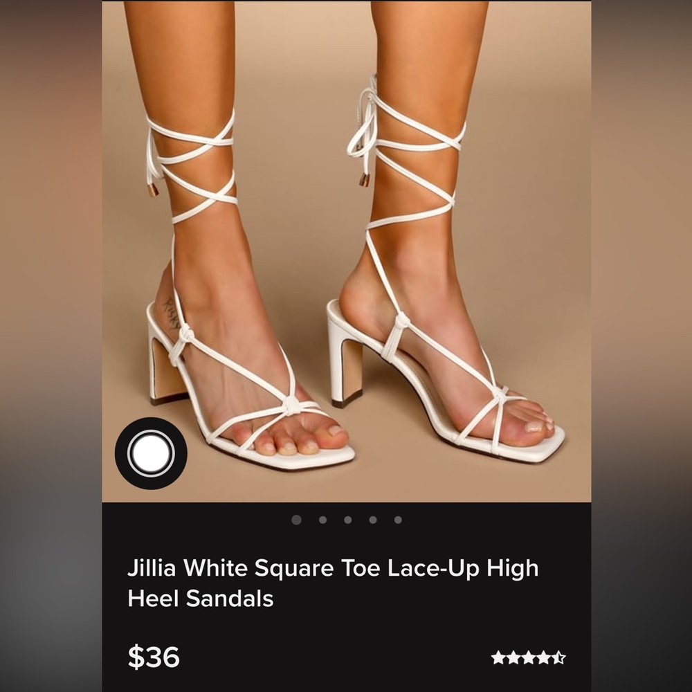 Lulu’s Jillia White Square Toe Lace Up High Heel Sandals - Picture 2 of 5